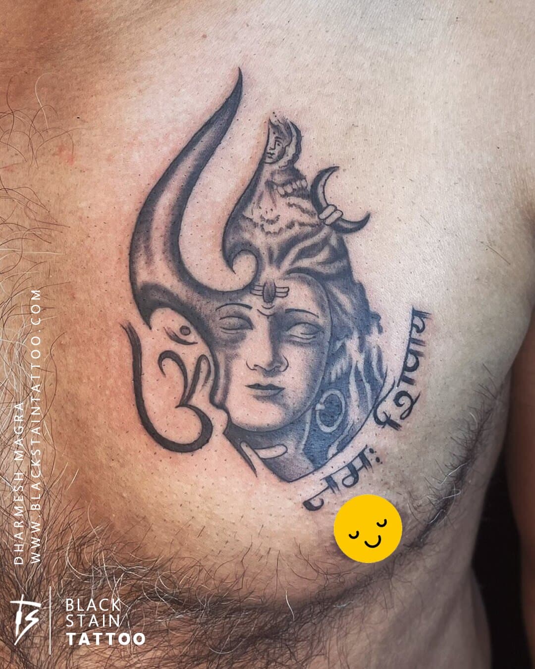 Lord Shiva half face with trishul tattoo - religious spiritual design Ahmedabad